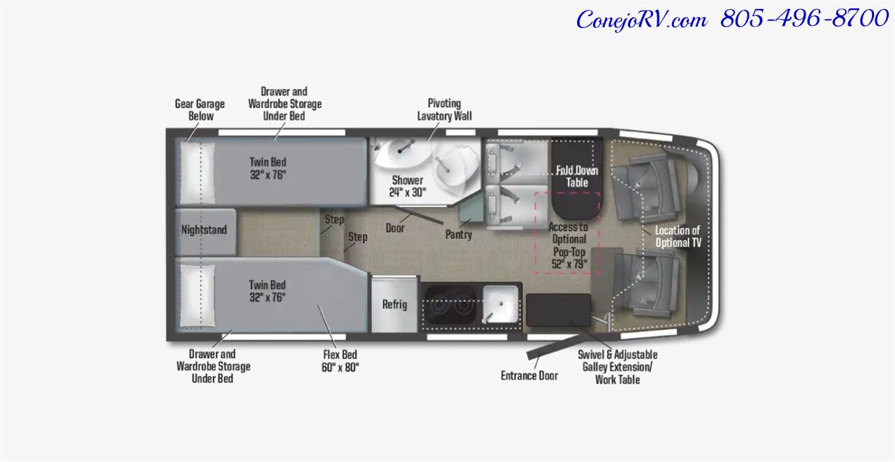 2026 Winnebago Ekko 22A Pop Top Lithium Power 310HP All Wheel Drive - Photo 56 - Thousand Oaks, CA 91360