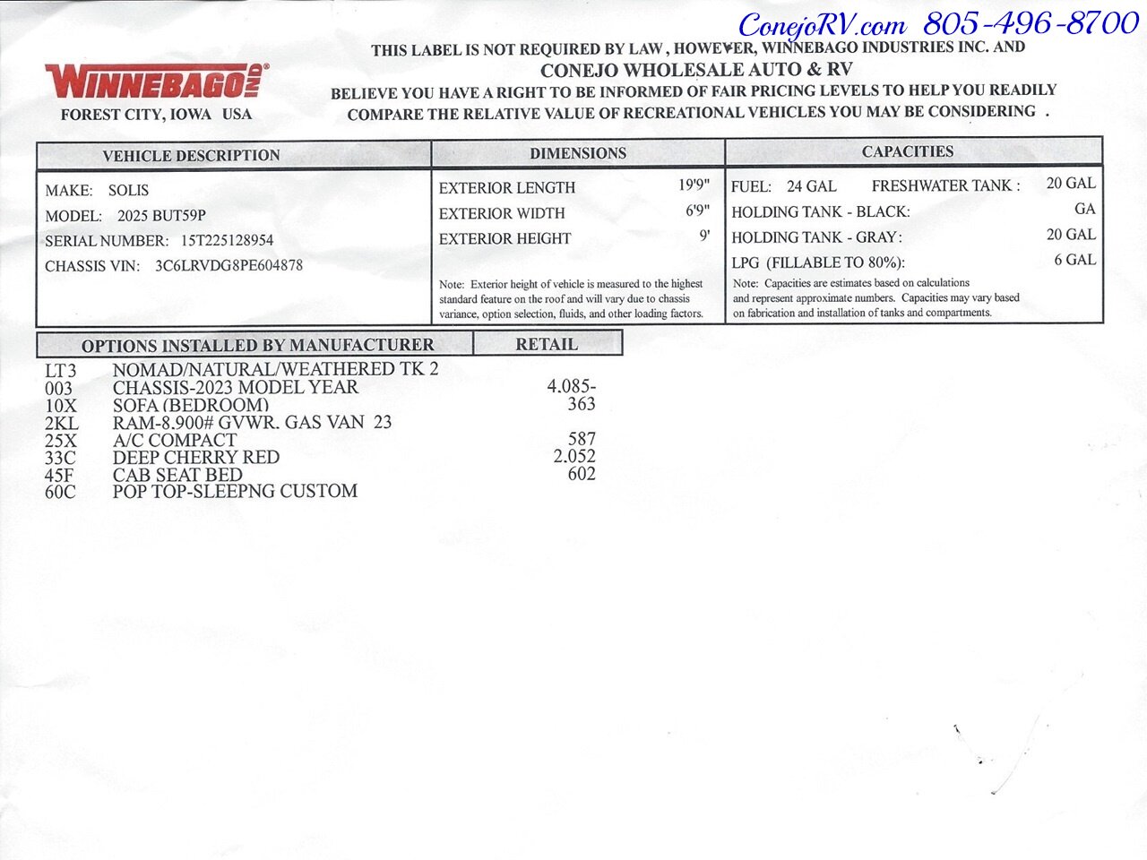 2025 Winnebago Solis 59P - SOFA- Pop Top Roof AC Convertible Sofa   - Photo 41 - Thousand Oaks, CA 91360