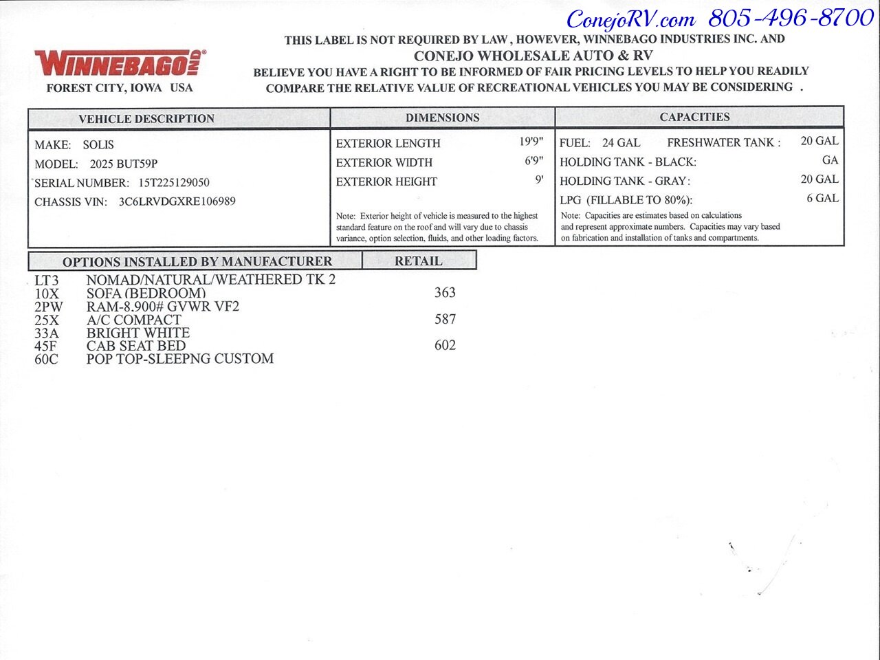 2025 Winnebago Solis 59P Pop Top Full Galley Convertible Couch Roof AC   - Photo 43 - Thousand Oaks, CA 91360