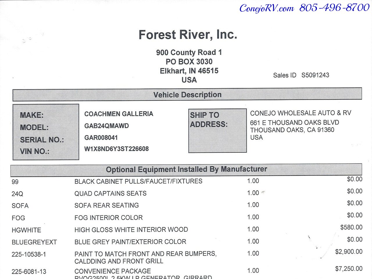 2026 Coachmen Galleria 24Q Quad Captain Seats Power Rear Lounge Mercedes  Turbo Diesel Sprinter - Photo 44 - Thousand Oaks, CA 91360