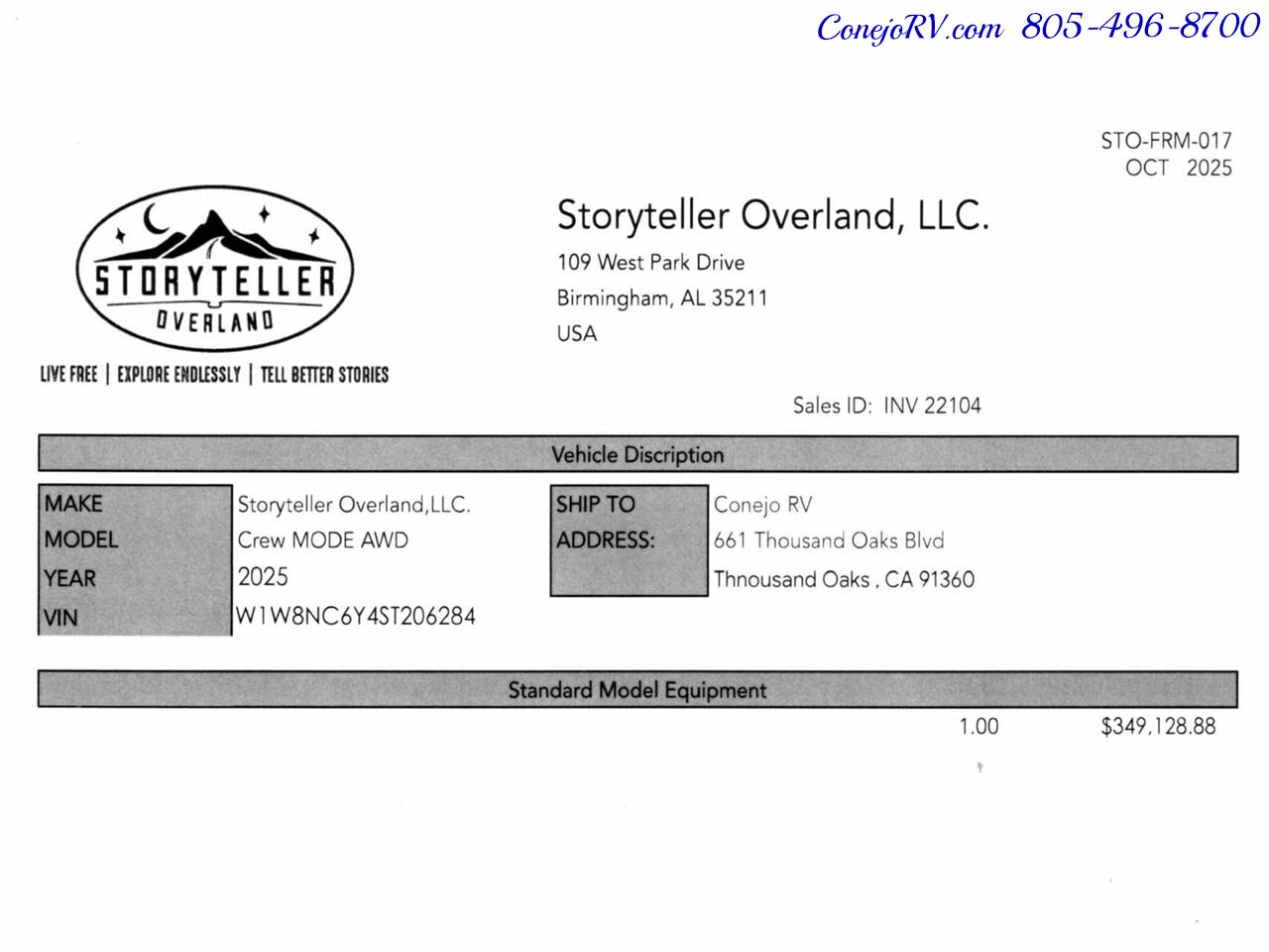 2025 Storyteller Overland Crew Mode XL AWD 16.8kWh Lithonics Lithium System Mercedes  Turbo Diesel - Photo 51 - Thousand Oaks, CA 91360