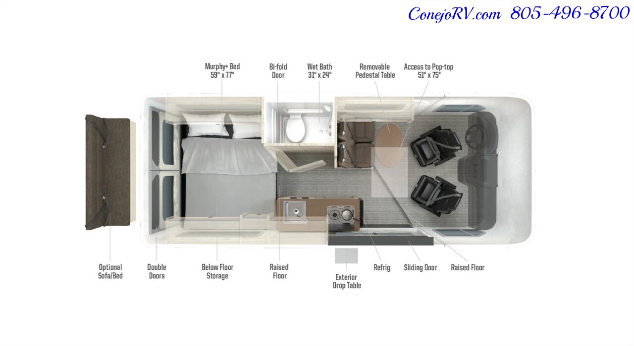 2027 Winnebago Solis 59P Pop Top Generator Full Galley Murphy Bed Roof AC - Photo 46 - Thousand Oaks, CA 91360