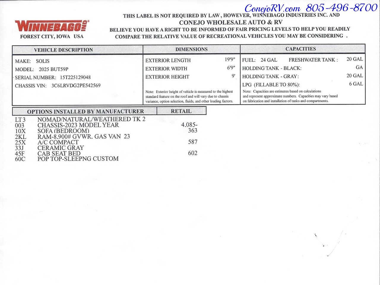 2025 Winnebago Solis 59P Pop Top Full Galley Convertible Couch Roof AC   - Photo 42 - Thousand Oaks, CA 91360