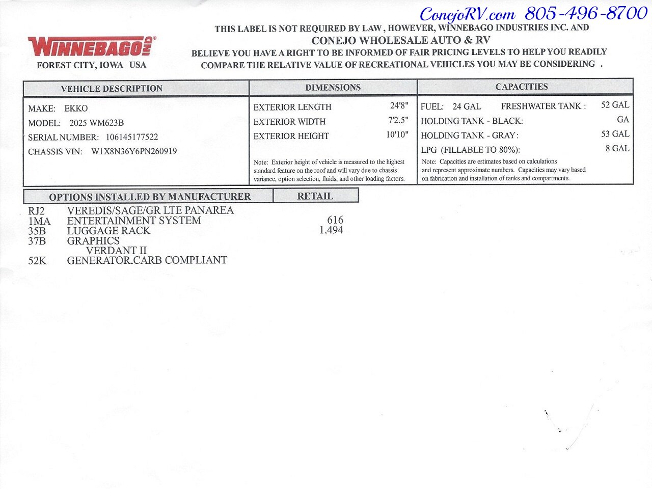 2025 Winnebago Ekko 23B Mercedes Sprinter Lithium Power All Wheel Drive   - Photo 56 - Thousand Oaks, CA 91360