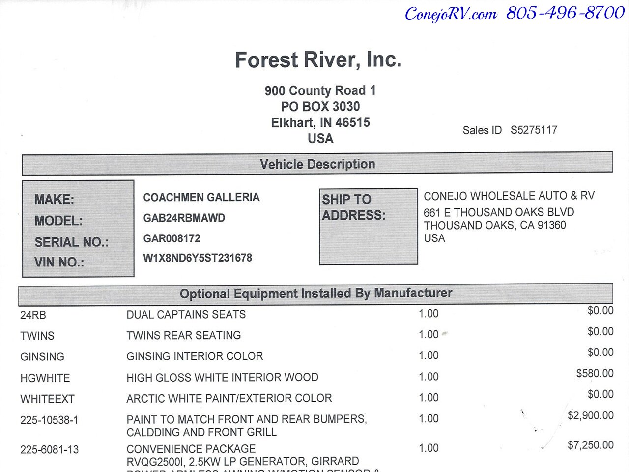 2026 Coachmen Galleria 24RB AWD Convertible Twin Beds Mercedes Turbo Diesel Sprinter - Photo 49 - Thousand Oaks, CA 91360