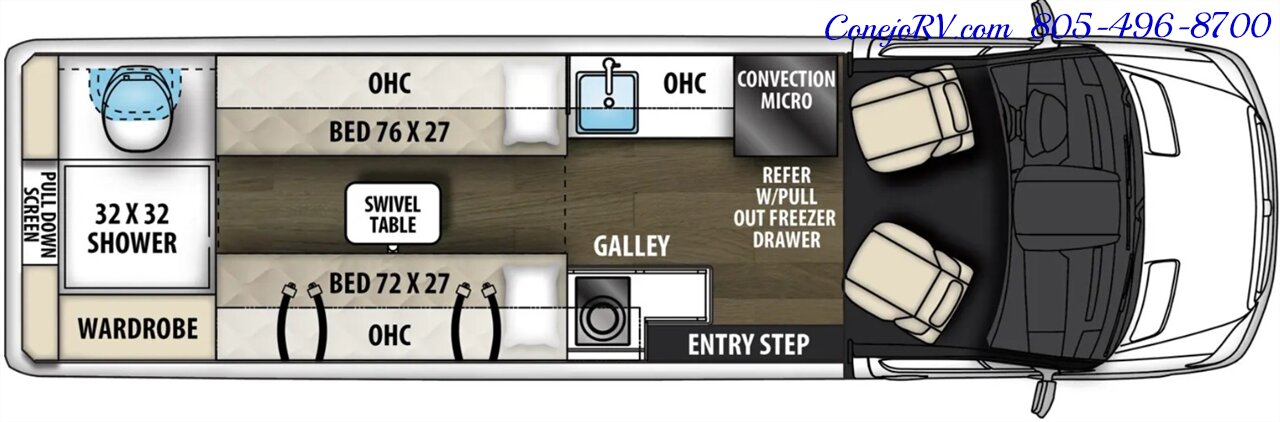 2026 Coachmen Galleria 24RB AWD Convertible Twin Beds Mercedes Turbo Diesel Sprinter - Photo 51 - Thousand Oaks, CA 91360