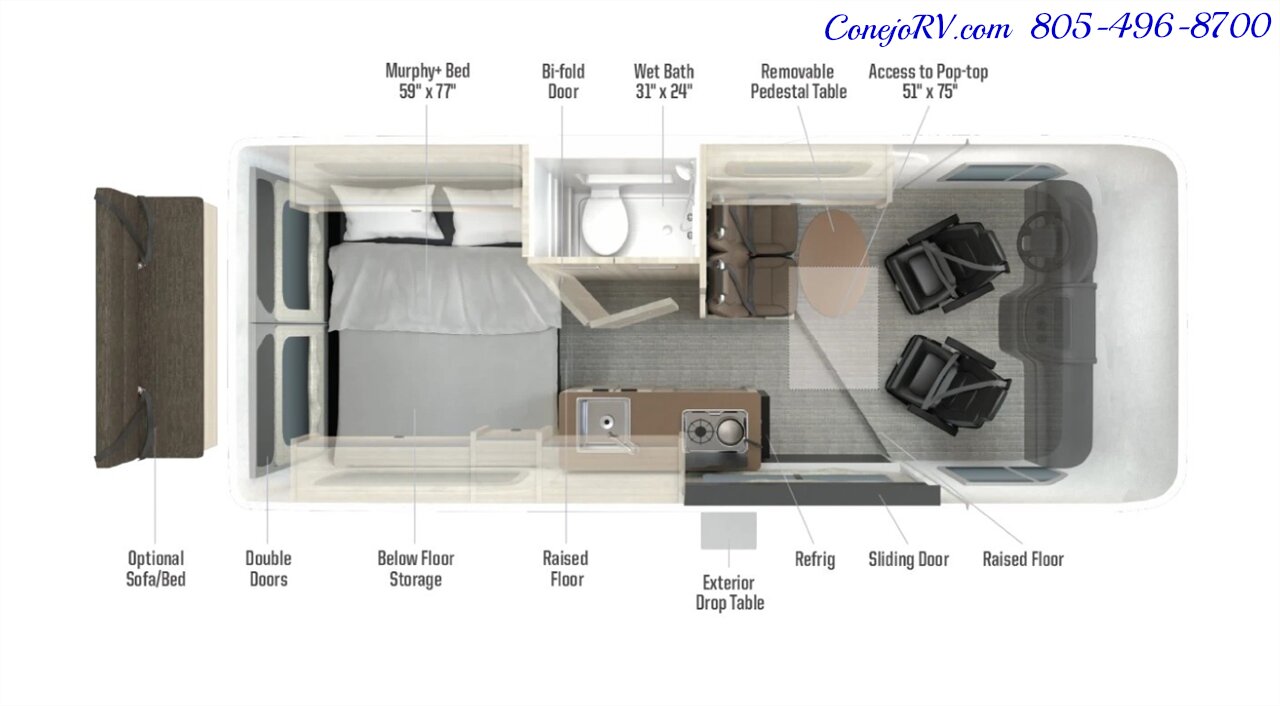 2027 Winnebago Solis 59P Pop Top 2.8KW Generator Full Galley Rear Convertible Sofa Roof AC - Photo 1 - Thousand Oaks, CA 91360