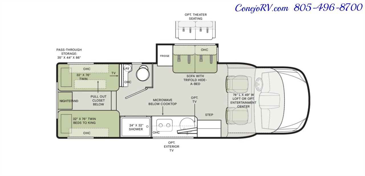 2026 Tiffin Wayfarer 25XLW Slide-Out Theater Seats Mercedes Turbo Diesel  Full Body Paint - Photo 61 - Thousand Oaks, CA 91360