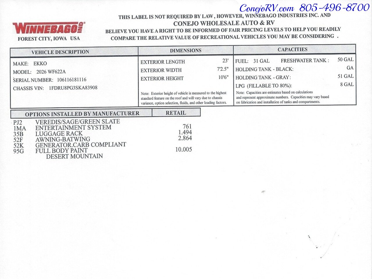 2026 Winnebago Ekko 22A Lithium Power 310HP All Wheel Drive   - Photo 54 - Thousand Oaks, CA 91360