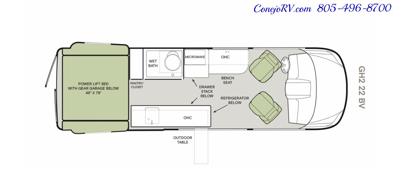 2026 Tiffin GH2 AWD Sprinter Mercedes 2500 EXT AWD Turbo Diesel 540AH Battle Born Lithium Ion Kit - Photo 45 - Thousand Oaks, CA 91360