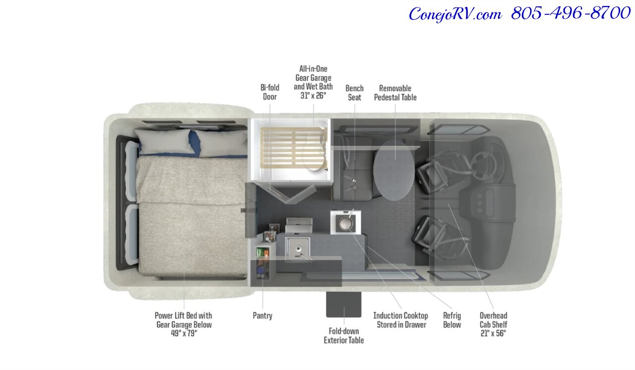 2025 Winnebago Revel Sport 44N AWD Sprinter Mercedes Turbo Diesel 4.1kWh Lithionics Lithium System - Photo 50 - Thousand Oaks, CA 91360