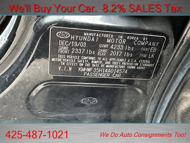 2004 Hyundai SONATA GLS   - Photo 13 - Woodinville, WA 98072