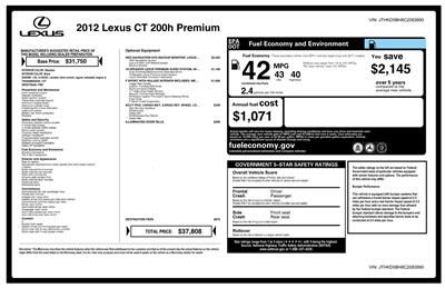 2012 Lexus CT 200h Premium  F Sport - Photo 63 - Los Angeles, CA 90064