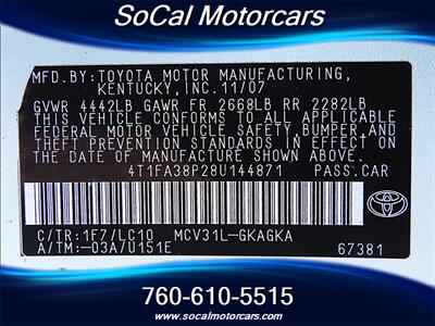 2008 Toyota Camry Solara SE V6   - Photo 38 - Palm Desert, CA 92211