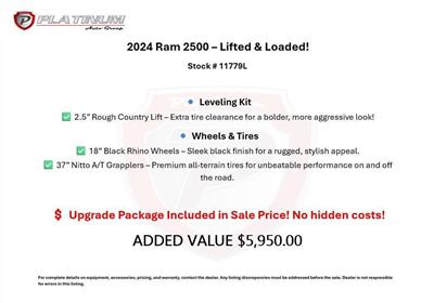 2024 RAM 2500 Big Horn  Level Kit - Black Rhino Wheels - 37” Nitto Tires