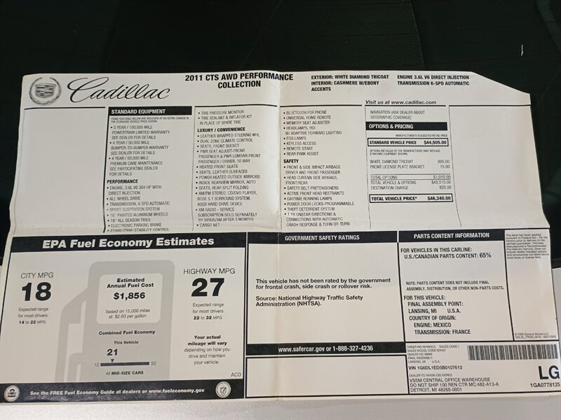 2011 Cadillac CTS 117