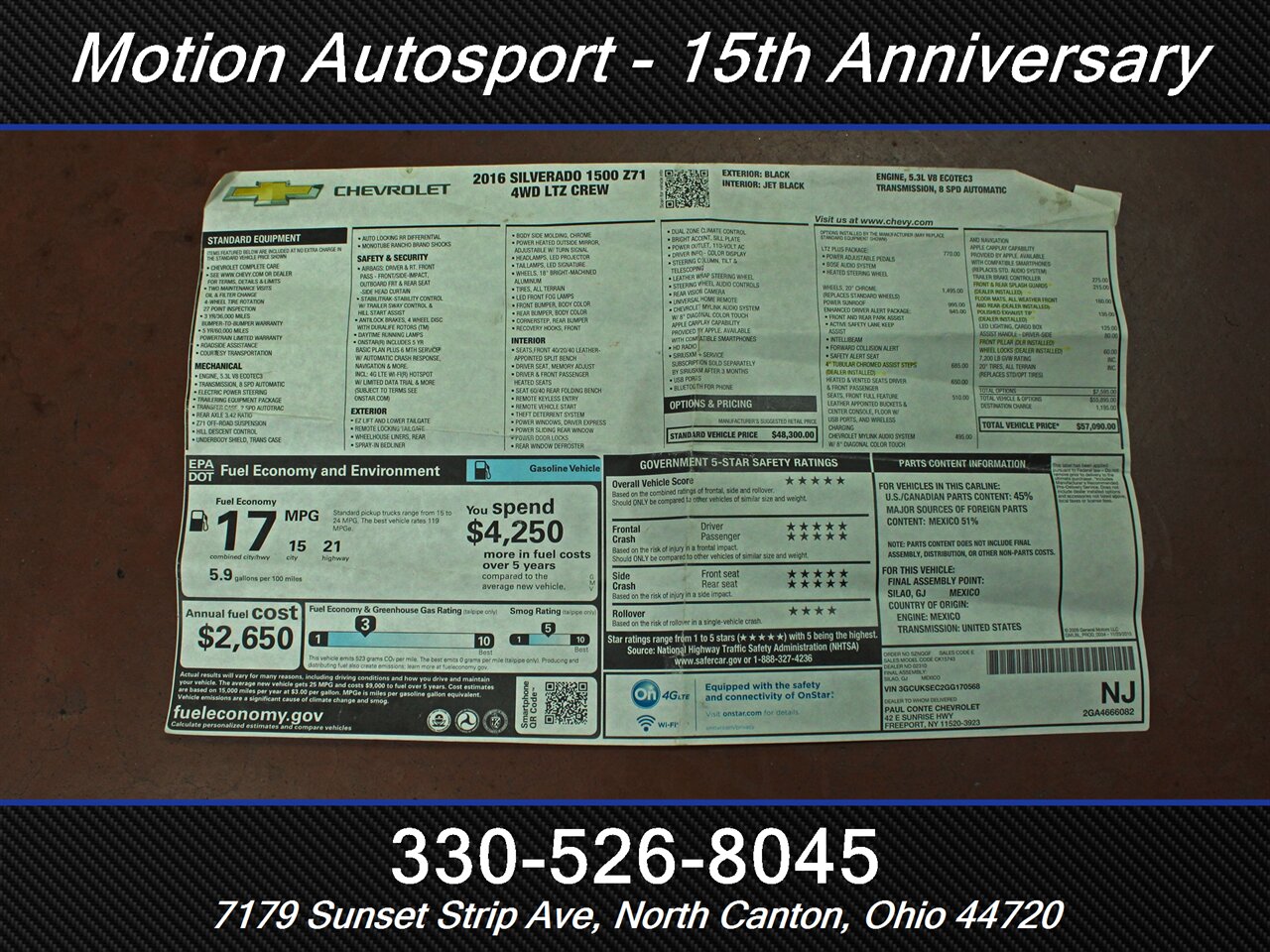 2016 Chevrolet Silverado 1500 LTZ Z71 Moon Roof Navigation 4X4 - Photo 43 - North Canton, OH 44720