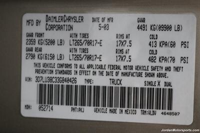2003 Dodge Ram 3500 Laramie  1-OWNER* CREW CAB SHORT BED 1-TON 5.9L HIGH OUTPUT W/ 6-SPEED MAUAL 1-OWNER* RUST FREE* ALL RECORDS SINCE NEW* FRESH SERVICE W/NEW BRAKES-ROTORS-CALIPERS-TIRES-FLUIDS - Photo 95 - Portland, OR 97230