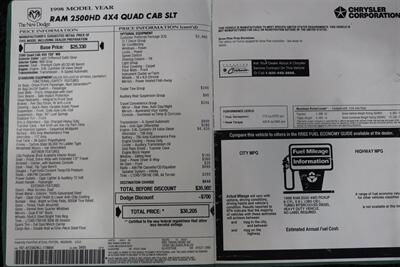 1998 Dodge Ram 2500 Laramie SLT 1-OWNER* SHORT BED* ALL SERVICE RECORDS SINCE NEW W/ ORIGINAL WINDOW STICKER* NEW 33 " BFG KO3 10-PLYS* NEVER HAD 5TH WHEEL OR GOOSE NECK* COOLANT & AC SERVICE* NEW STEERING BOX - Photo 88 - Portland, OR 97230
