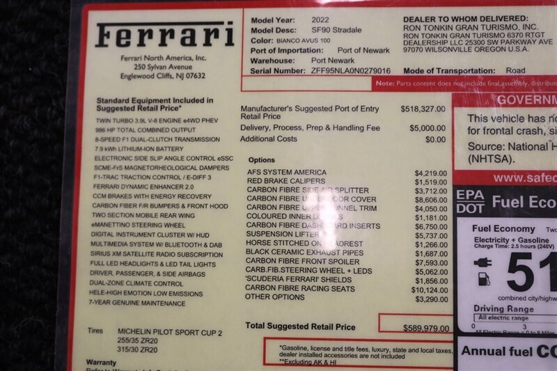 2022 Ferrari SF90 Stradale Stradale  1-OWNER* FULL NOVITEC UPGRADES INSTALLED BY DEALER-EXHAUST - DOWN PIPES - LOWERING SPRINGS - MODULE* FULL SATIN XPEL PPF* ALL BOOKS-KEYS-CHARGER-STICKER* VELOS 3-PIECE WHEELS - Photo 23 - Portland, OR 97230