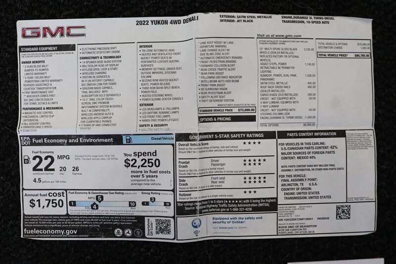 2022 GMC Yukon Denali  3.0L DURAMAX DIESEL 10SP AUTO LIFTED 4X4 35 " A/T TIRES FUEL OFF ROAD WHEELS POWER RUNNING BOARDS ONLY 57K MILES 1 OWNER LOCAL RIG - Photo 18 - Portland, OR 97230