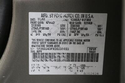 2002 Ford Excursion Limited  CALIFORNIA EXCURSION SINCE NEW* 100% RUST FREE* BILSTEIN LEVEL KIT W/BILSTEIN 5100 SHOCKS* NEW 35 " FALKEN A/T4w & 20 " METHOD WHEELS* ALL BOOKS & KEYS* FULLY SERVICED - Photo 94 - Portland, OR 97230