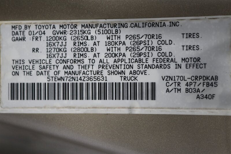 2004 Toyota Tacoma V6  1-OWNER* 100% RUST FREE* NEW 2.5 " BILSTEIN TOYTEC ADJUSTABLE LEVEL LIFT W/ NEW 17 " TRD PROs & 33 " FALKEN A/T4s* TIMING BELT DONE 18K MLS AGO* NEW FLUIDS-AXLES* ALL BOOKS & KEYS & WINDOW STICKER - Photo 90 - Portland, OR 97230
