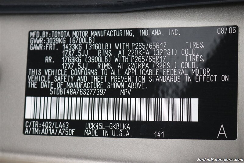 2006 Toyota Sequoia Limited  1-owner* EVERY SERVICE DONE @TOYOTA DEALER INCL TIMING BELT* 100% RUST FREE* NEW BILSTEIN LEVEL LIFT* NEW 17 "TRD PRO WHEELS W/NEW 33 "FALKEN A/T 4W TIRES* DVD - NAVIGATION-BOOKS & KEYS & WINDOW STICKER - Photo 93 - Portland, OR 97230