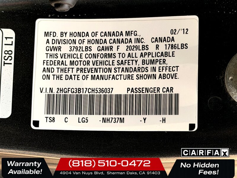 2012 Honda Civic EX-L - Photo 26 - Sherman Oaks, CA 91403-1701