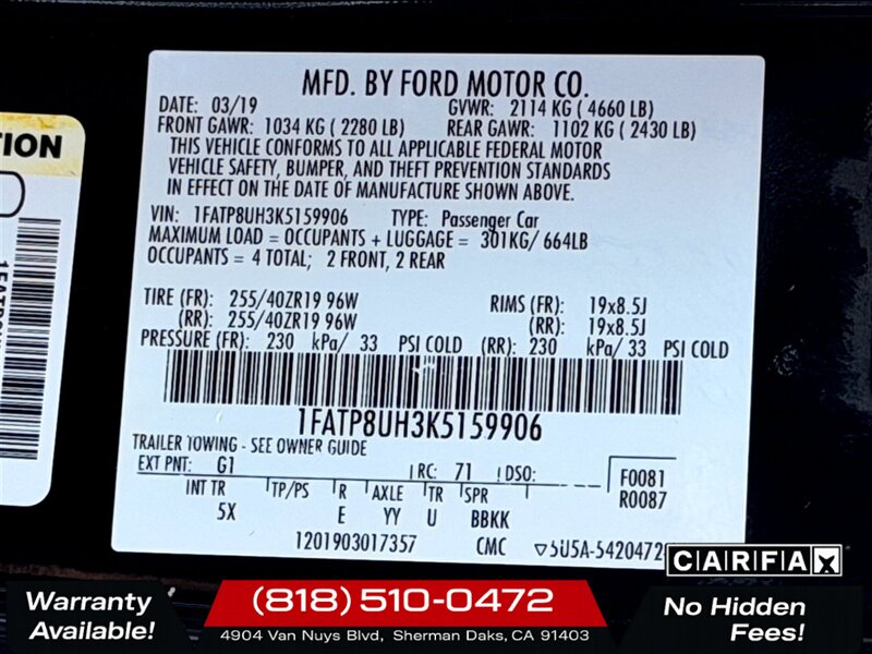 2019 Ford Mustang EcoBoost Premium - Photo 31 - Sherman Oaks, CA 91403-1701