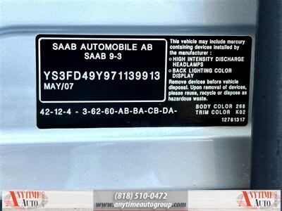 2007 Saab 9-3 2.0T   - Photo 29 - Sherman Oaks, CA 91403-1701