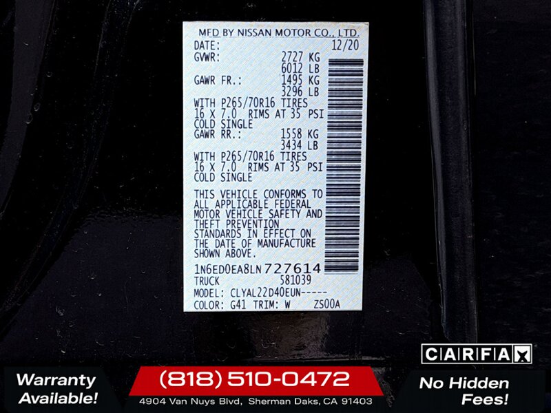 2020 Nissan Frontier SV - Photo 25 - Sherman Oaks, CA 91403-1701