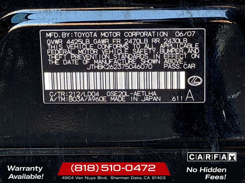 2007 Lexus IS 250 - Photo 27 - Sherman Oaks, CA 91403-1701