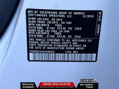 2019 Volkswagen Atlas 3.6L V6 SE   - Photo 17 - Sherman Oaks, CA 91403-1701
