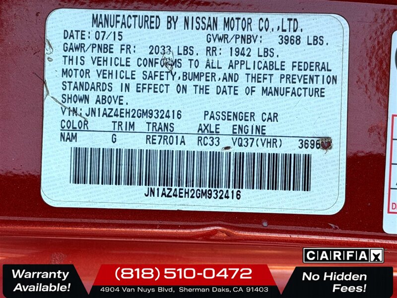 2016 Nissan 370Z Sport   - Photo 21 - Sherman Oaks, CA 91403-1701