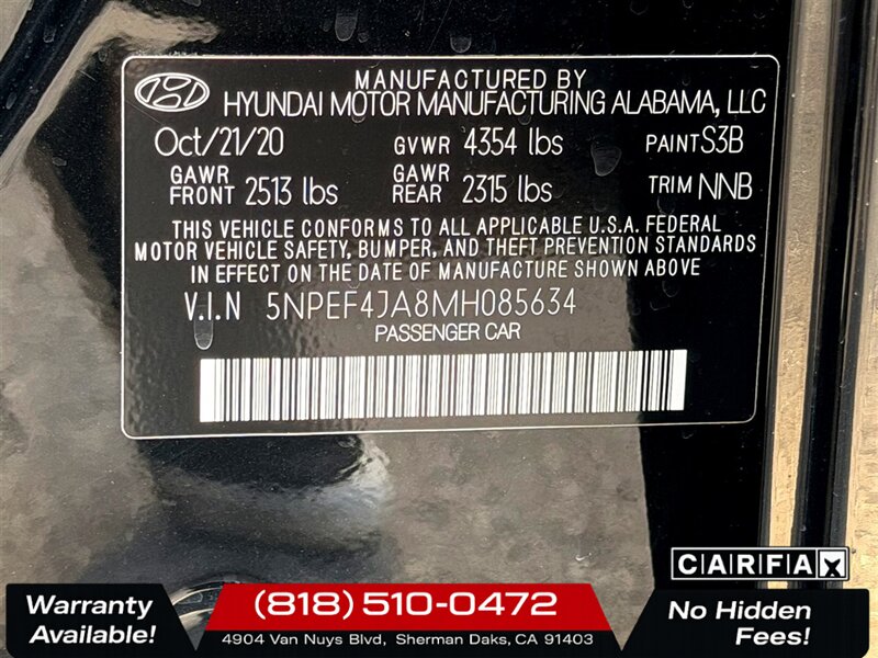 2021 Hyundai SONATA SEL   - Photo 28 - Sherman Oaks, CA 91403-1701