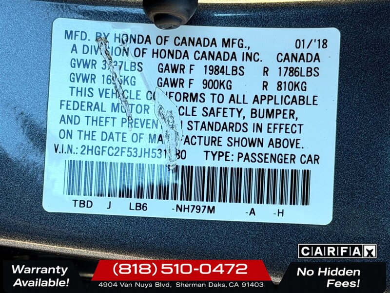 2018 Honda Civic LX - Photo 24 - Sherman Oaks, CA 91403-1701