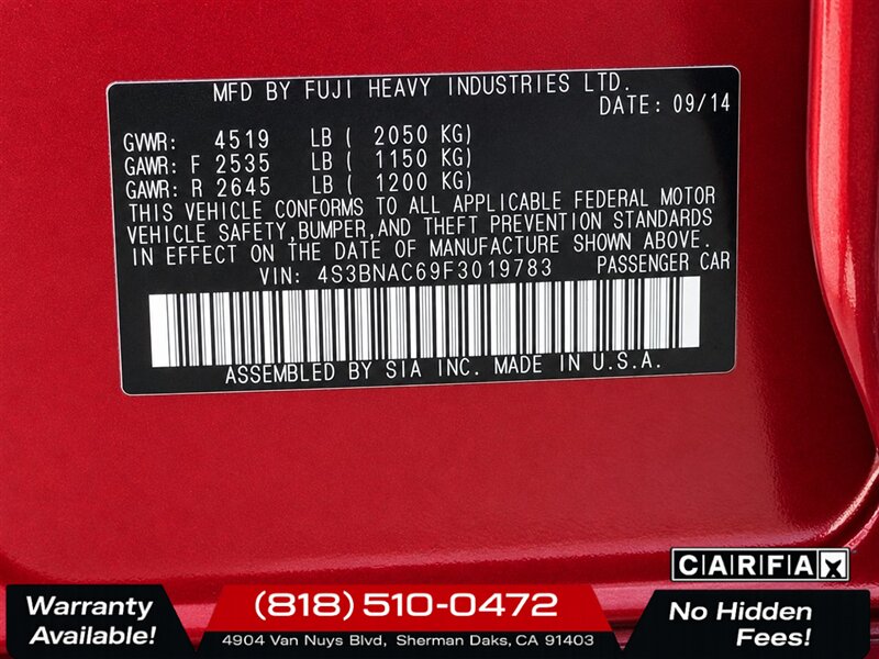 2015 Subaru Legacy 2.5i Premium - Photo 29 - Sherman Oaks, CA 91403-1701