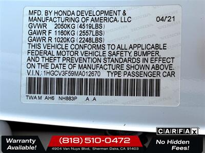2021 Honda Accord Hybrid EX-L   - Photo 24 - Sherman Oaks, CA 91403-1701