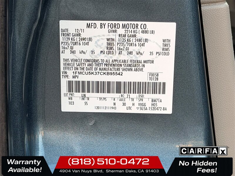 2012 Ford Escape Hybrid Limited   - Photo 24 - Sherman Oaks, CA 91403-1701