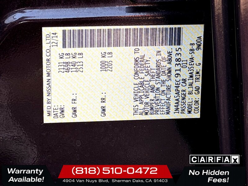2014 Nissan Maxima 3.5 SV   - Photo 27 - Sherman Oaks, CA 91403-1701