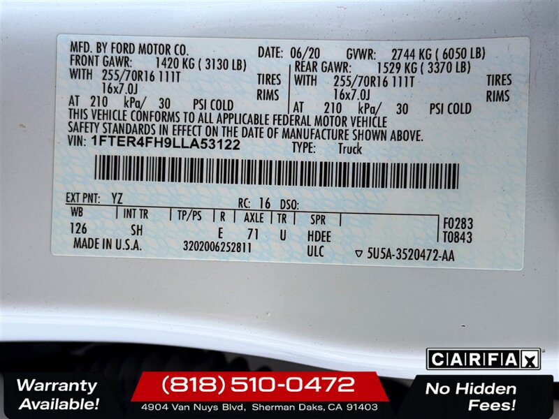 2020 Ford Ranger XL - Photo 27 - Sherman Oaks, CA 91403-1701