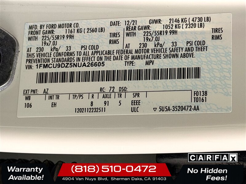 2022 Ford Escape Hybrid Titanium - Photo 29 - Sherman Oaks, CA 91403-1701