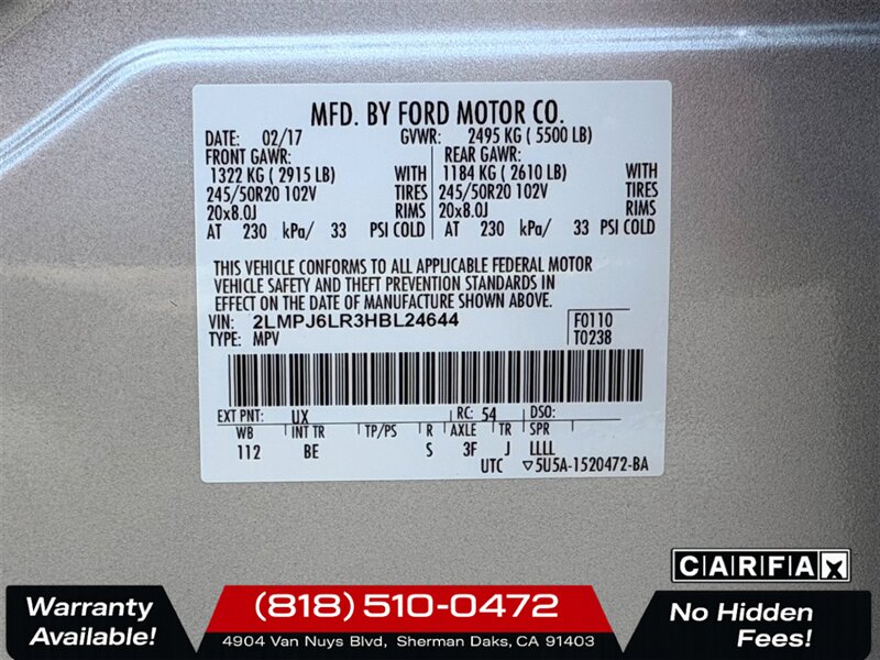 2017 Lincoln MKX Reserve   - Photo 7 - Sherman Oaks, CA 91403-1701