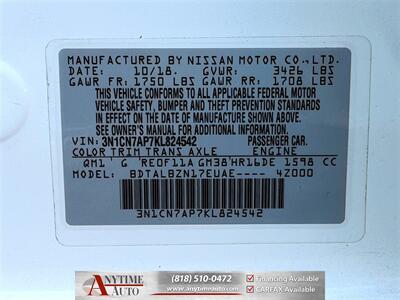2019 Nissan Versa 1.6 SV   - Photo 30 - Sherman Oaks, CA 91403-1701