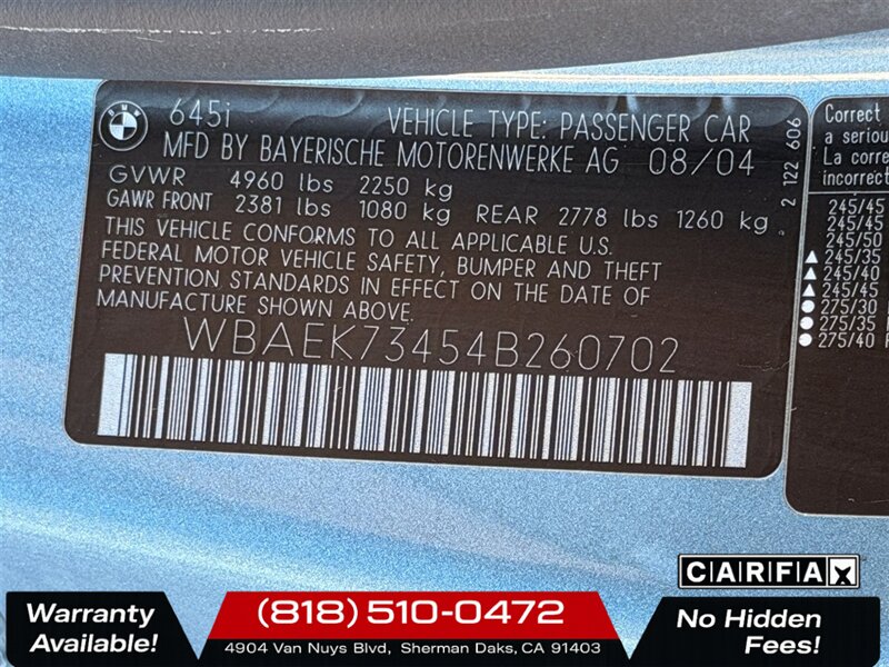 2004 BMW 645Ci   - Photo 35 - Sherman Oaks, CA 91403-1701
