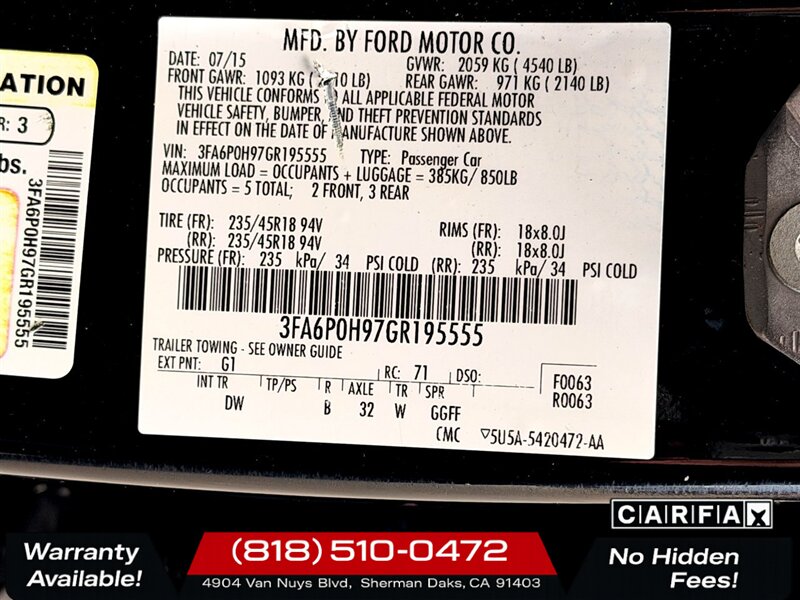 2016 Ford Fusion SE   - Photo 24 - Sherman Oaks, CA 91403-1701