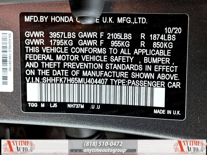 2021 Honda Civic EX - Photo 26 - Sherman Oaks, CA 91403-1701