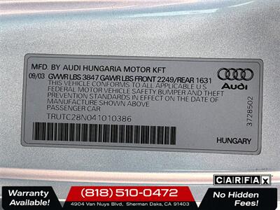 2004 Audi TT 1.8T Roadster FrontTrak - Photo 29 - Sherman Oaks, CA 91403-1701