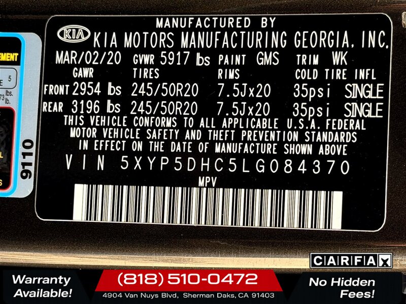 2020 Kia Telluride SX   - Photo 36 - Sherman Oaks, CA 91403-1701